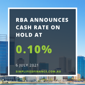 RBA rates on hold at 0.10% for July 2021