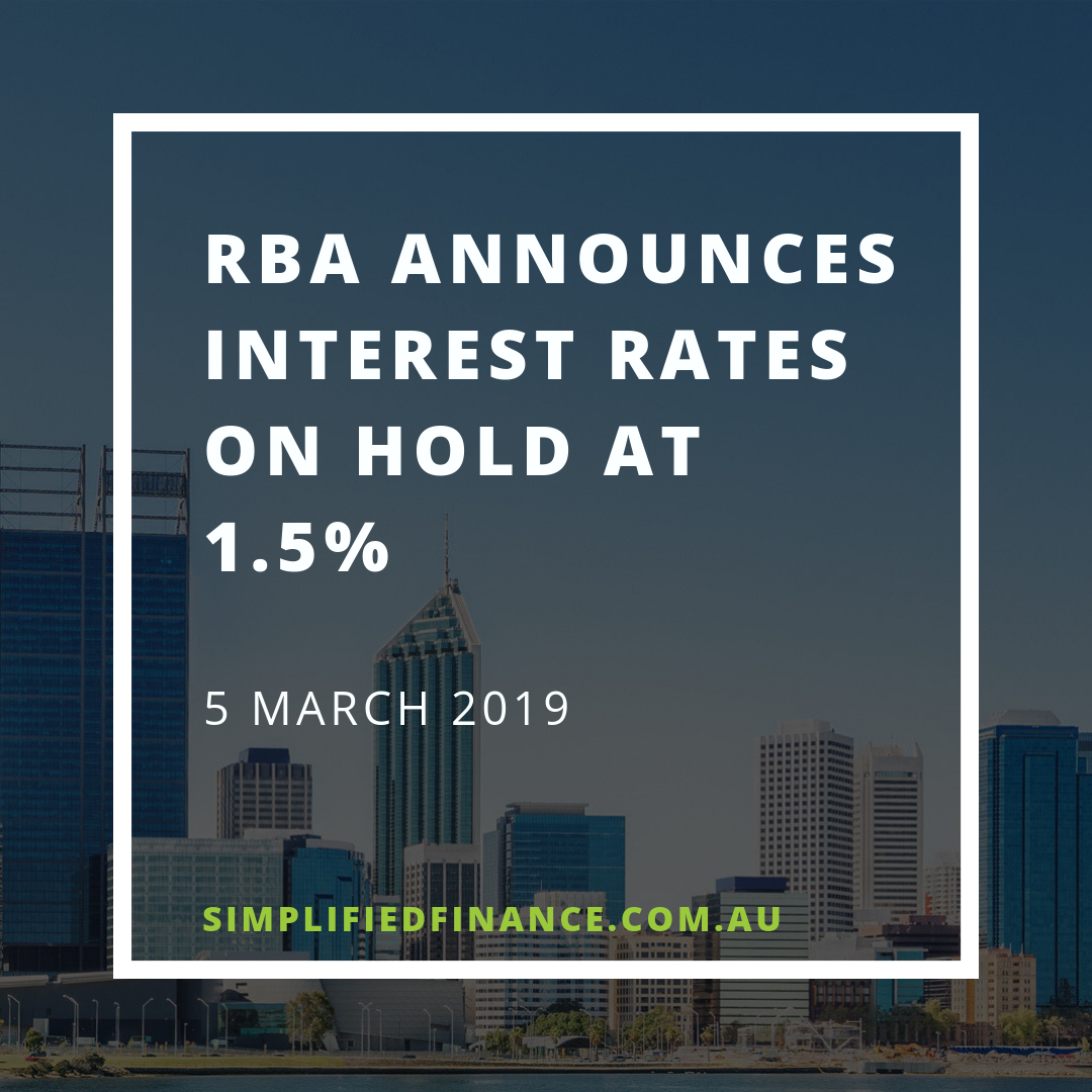 RBA announces rate on hold at 1.5% for March 2019