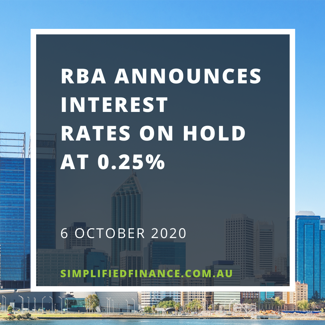 RBA rates on hold at 0.25% for October 2020